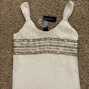 White House Black Market Sequin Beige Tank Top